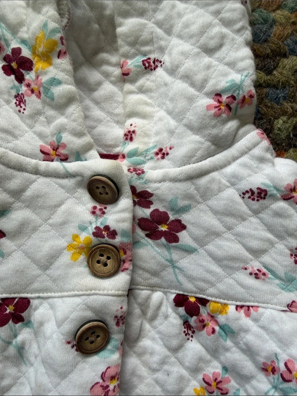 Carters Quilted White Floral Hooded Baby Girl Coat Jacket size 9 months